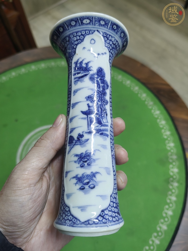 古玩陶瓷青花山水人物紋箭筒真品鑒賞圖