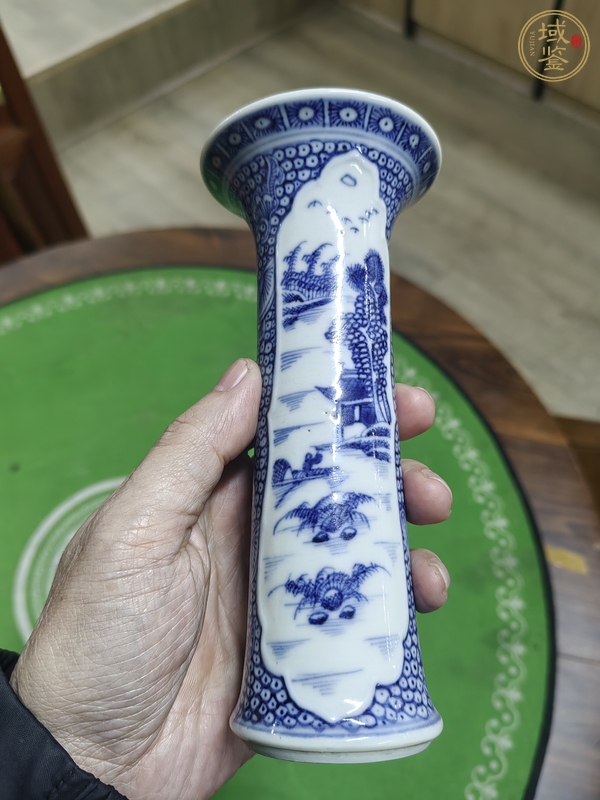 古玩陶瓷青花山水人物紋箭筒真品鑒賞圖