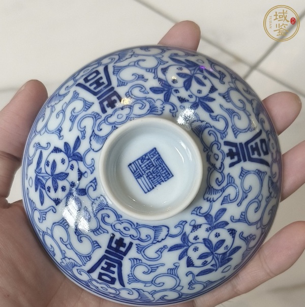 古玩陶瓷嘉慶細路青花蓋子真品鑒賞圖