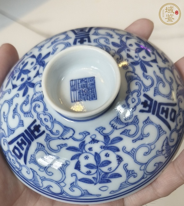 古玩陶瓷嘉慶細路青花蓋子真品鑒賞圖