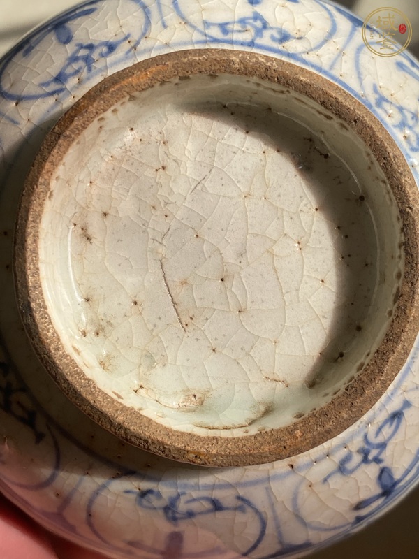 古玩陶瓷漳州窯青花鳳穿花紋茶碗真品鑒賞圖