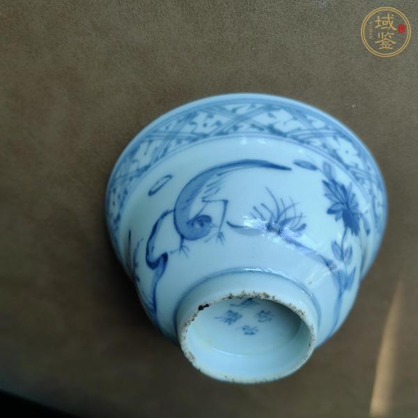 古玩陶瓷日本青花花鳥紋杯真品鑒賞圖