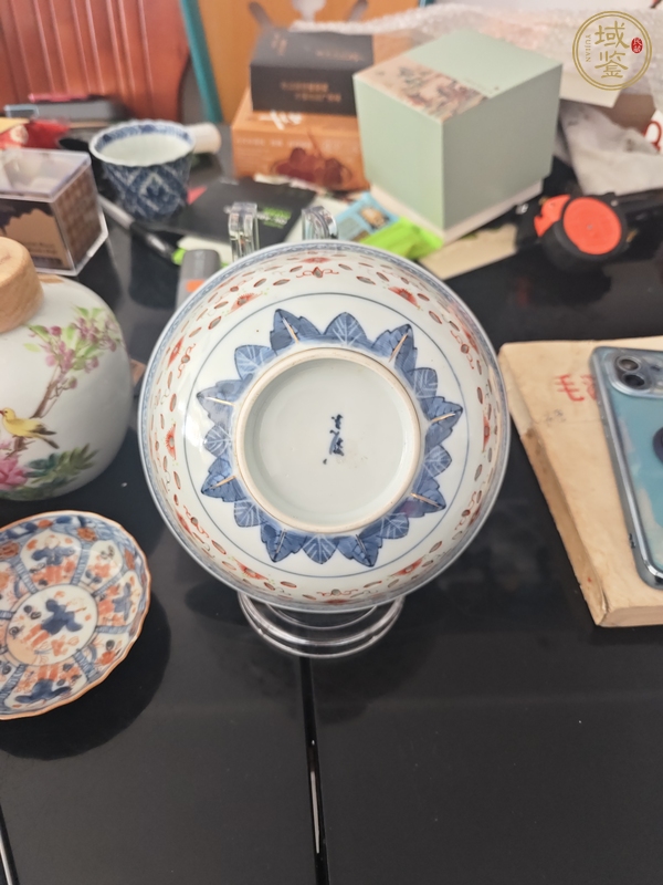 古玩陶瓷青花加彩玲瓏瓷碗真品鑒賞圖