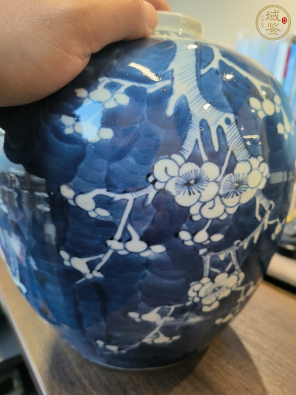 古玩陶瓷青花冰梅圖茶葉罐真品鑒賞圖