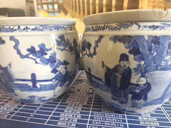 古玩陶瓷青花卷缸真品鑒賞圖