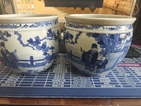 古玩陶瓷青花卷缸真品鑒賞圖