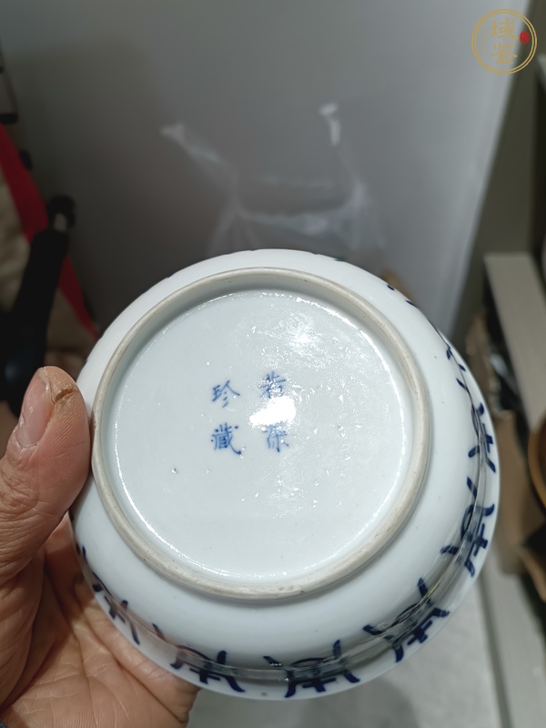 古玩陶瓷青花壽字紋蓋碗真品鑒賞圖