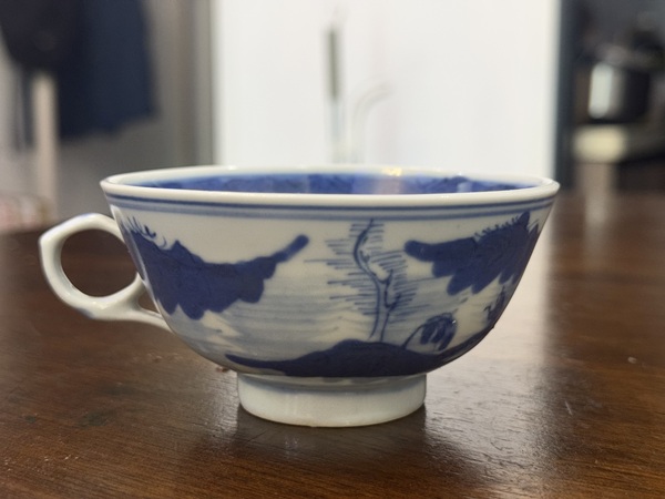 古玩陶瓷青花山水人物紋茶杯拍賣，當(dāng)前價(jià)格1288元