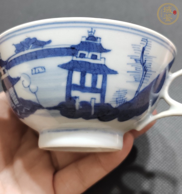 古玩陶瓷青花山水人物紋茶杯真品鑒賞圖