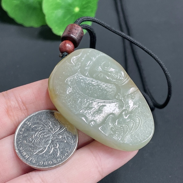 古玩玉器184天然和田玉觀音掛件 含繩重31.25g拍賣,當前價格260元