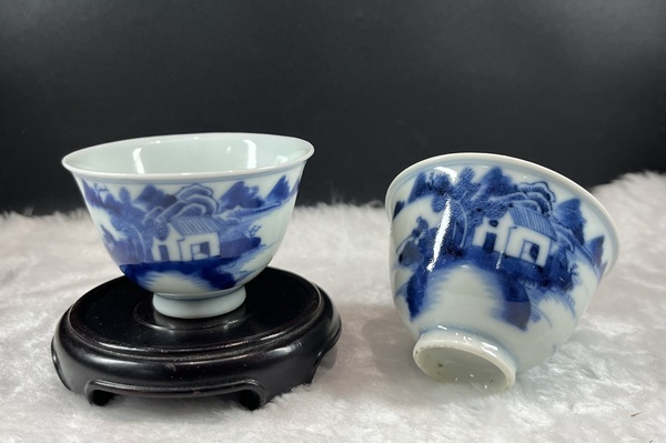 古玩陶瓷青花山水紋杯拍賣,當前價格9800元