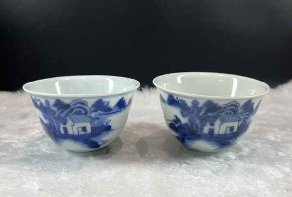 古玩陶瓷青花山水紋杯拍賣,當前價格9800元