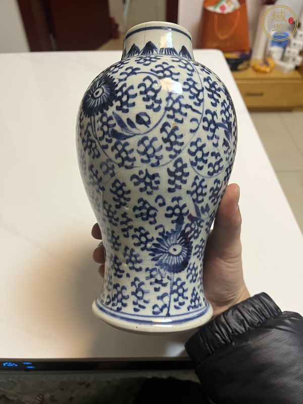 古玩陶瓷青花纏枝花卉紋雞腿瓶 真品鑒賞圖