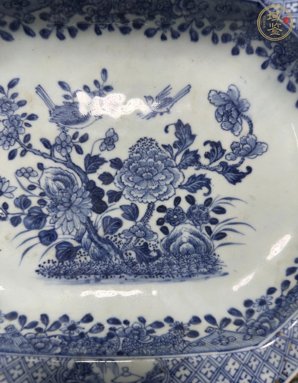 古玩陶瓷青花花鳥(niǎo)紋八方盤(pán)真品鑒賞圖