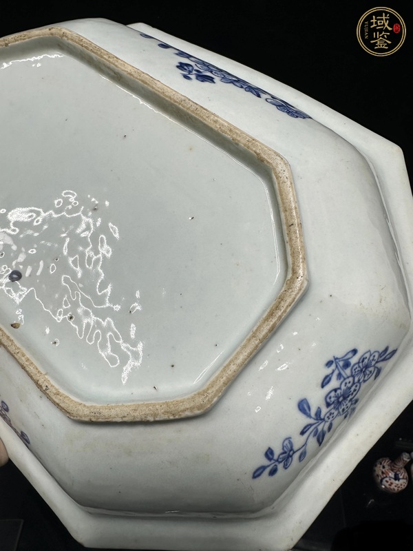 古玩陶瓷青花花鳥(niǎo)紋八方盤(pán)真品鑒賞圖