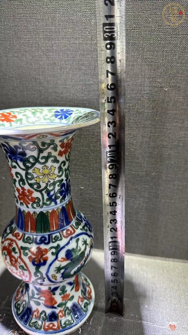 古玩陶瓷晚清·青花五彩花觚真品鑒賞圖