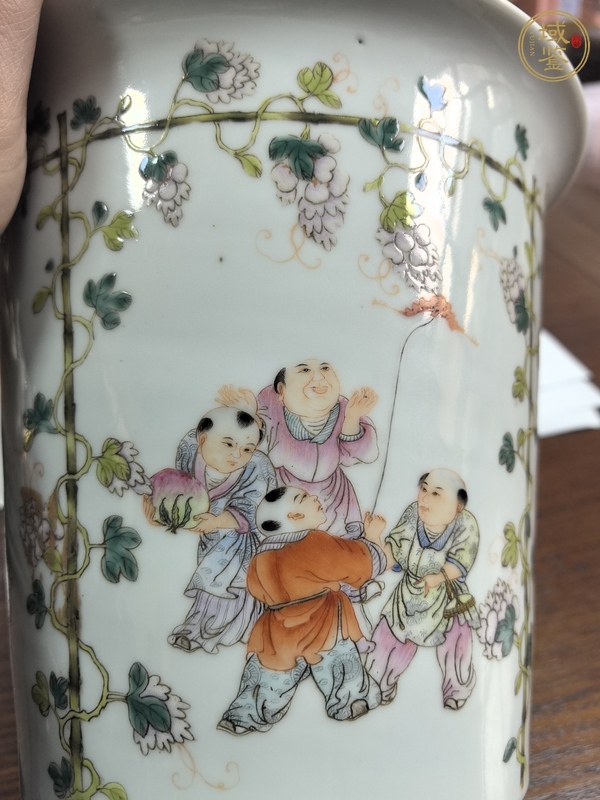 古玩陶瓷粉彩花盆真品鑒賞圖