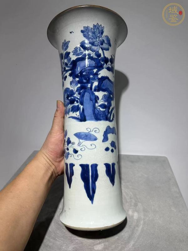 古玩陶瓷青化花鳥花觚真品鑒賞圖