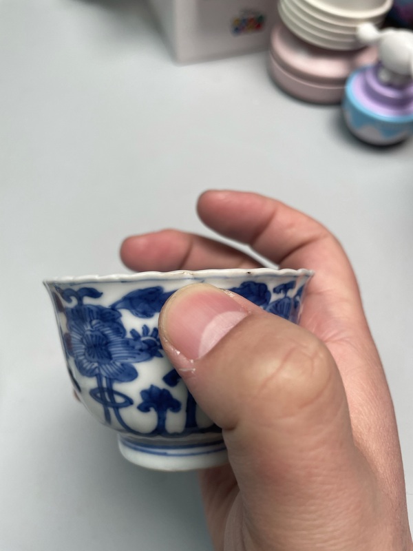 古玩陶瓷清康熙·青花花卉紋杯碟拍賣,當前價格1680元