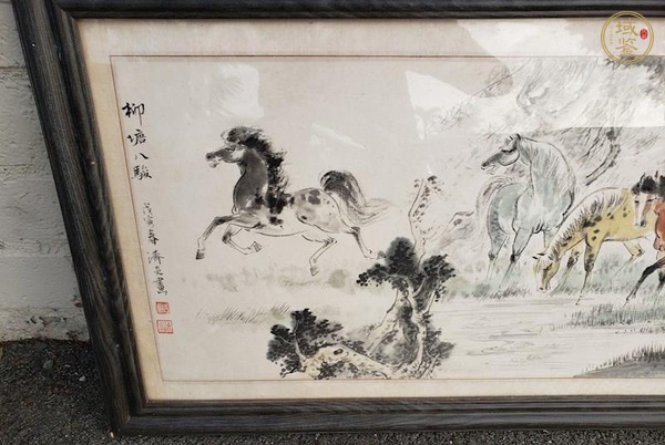 古玩字畫柳塘八駿真品鑒賞圖