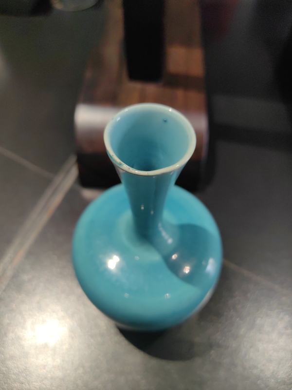 古玩陶瓷孔雀藍釉撇口瓶拍賣,當前價格4888元