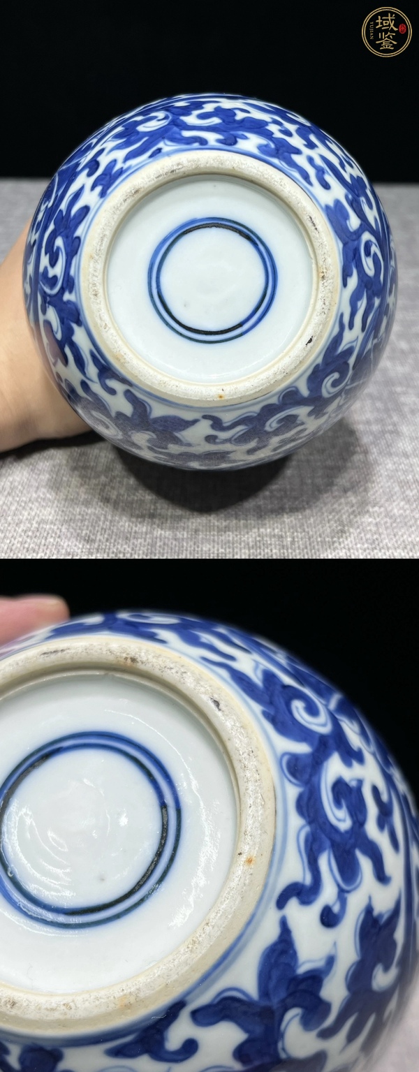 古玩陶瓷晚清青花纏枝蓮紋天球瓶真品鑒賞圖