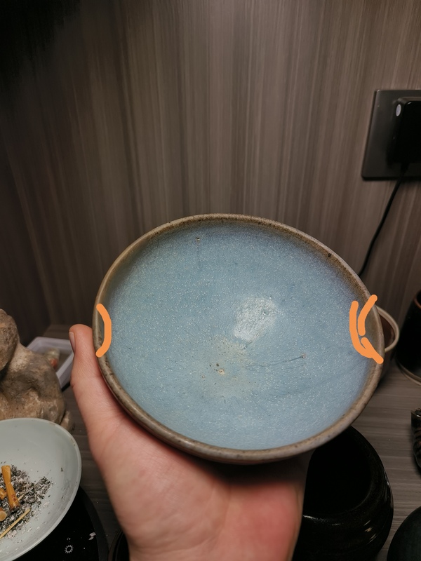 古玩陶瓷金元·鈞窯天藍釉賞碗拍賣,當前價格8888元