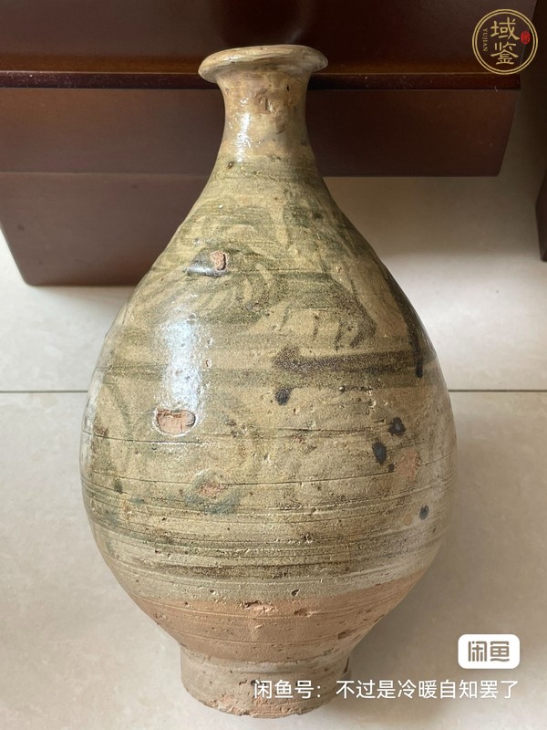 古玩陶瓷元代玉溪窯青花玉壺春瓶真品鑒賞圖