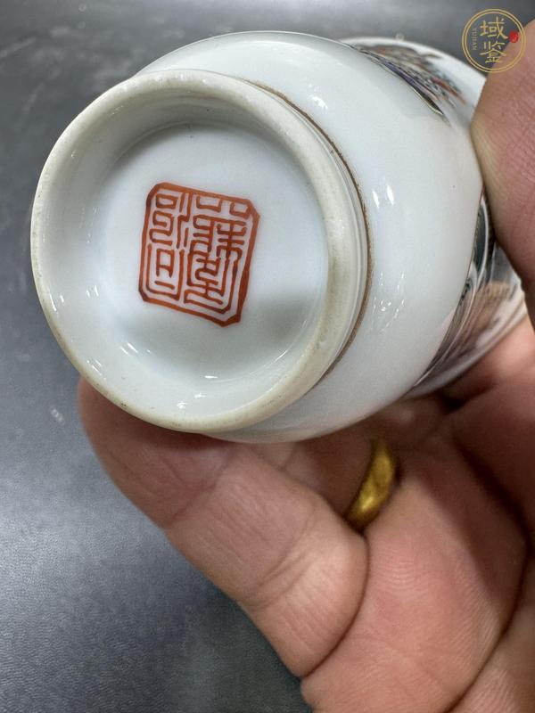 古玩陶瓷粉彩無雙譜人物蓋杯真品鑒賞圖