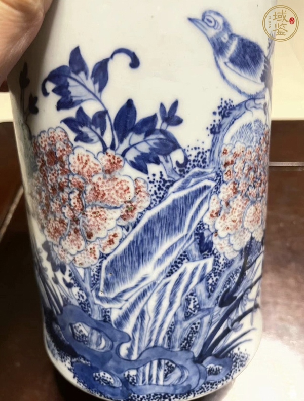 古玩陶瓷青花釉里紅筆筒真品鑒賞圖