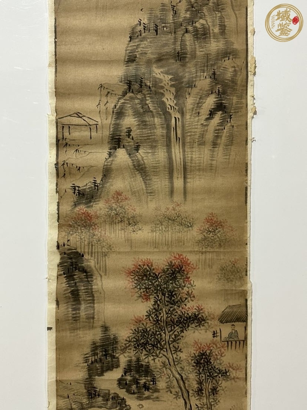 古玩字畫山水畫 設(shè)色紙本鏡片真品鑒賞圖