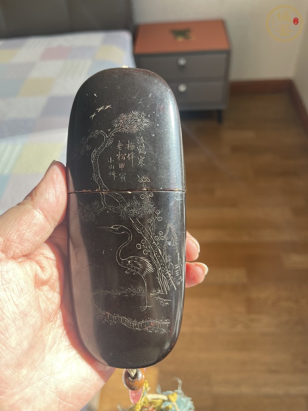 古玩雜項(xiàng)漆器詩(shī)文眼鏡盒真品鑒賞圖