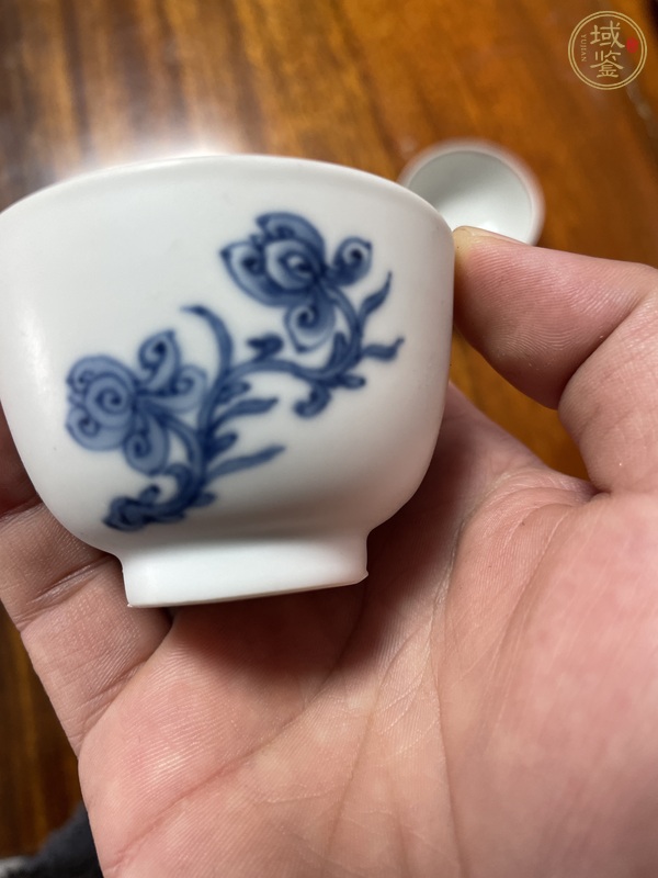 古玩陶瓷青花花卉紋茶碗，模糊，偏老真品鑒賞圖