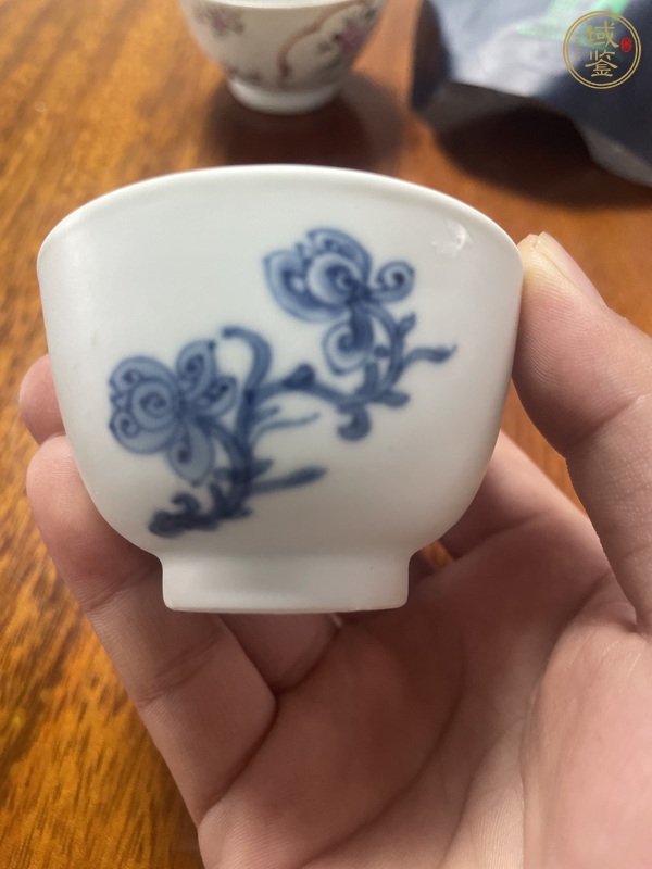 古玩陶瓷青花花卉紋茶碗，模糊，偏老真品鑒賞圖