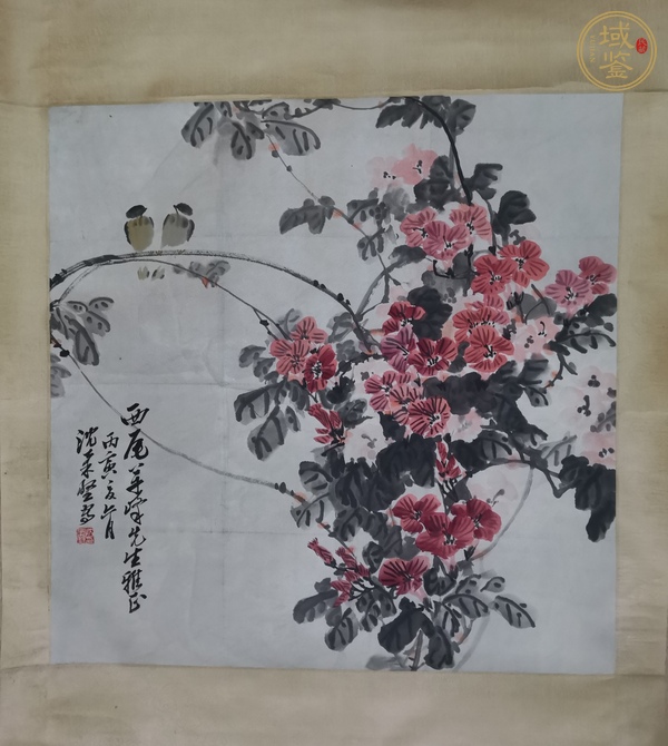 古玩字畫(huà)沈柔堅(jiān)款寫(xiě)意花鳥(niǎo)真品鑒賞圖