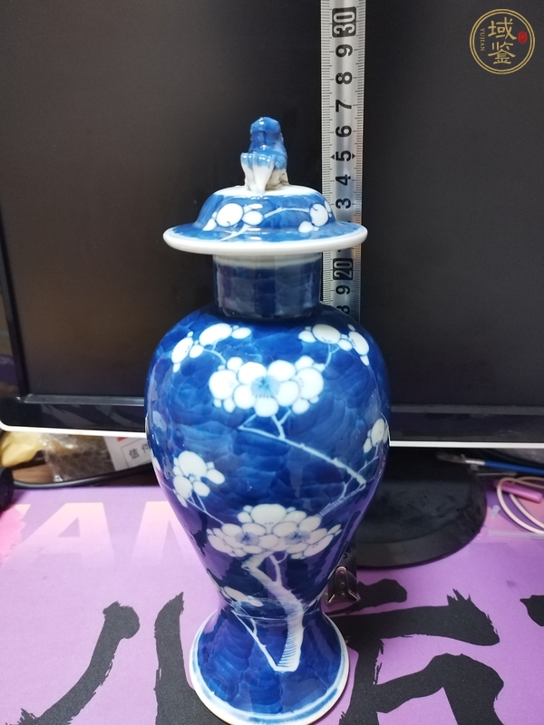 古玩陶瓷青花留白冰梅紋蓋瓶真品鑒賞圖