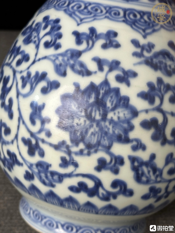 古玩陶瓷青花纏枝花卉紋玉壺春瓶，注意品相真品鑒賞圖