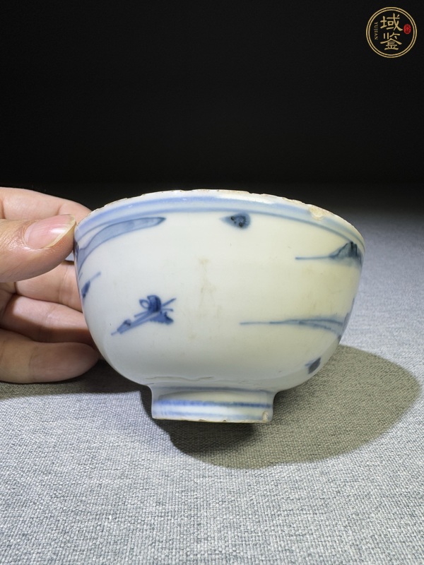 古玩陶瓷人物山水青花茶圓真品鑒賞圖