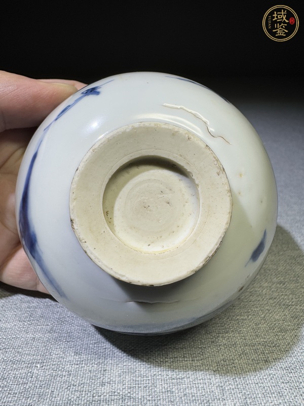 古玩陶瓷人物山水青花茶圓真品鑒賞圖