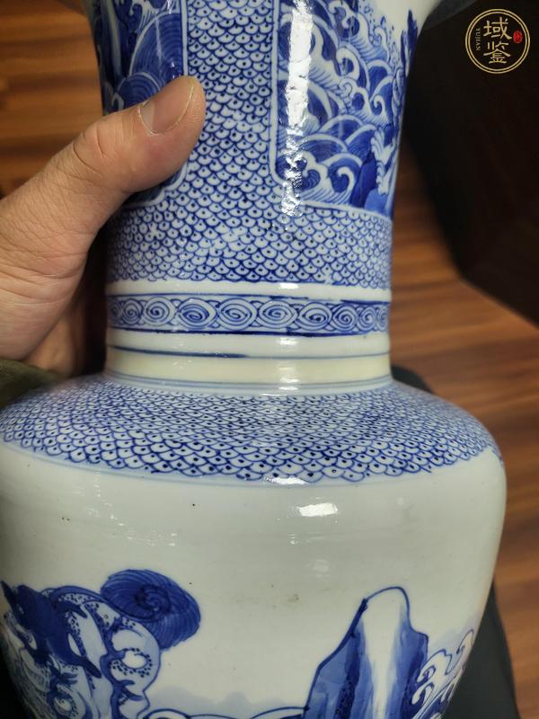 古玩陶瓷青花瑞獸紋盤口花觚真品鑒賞圖