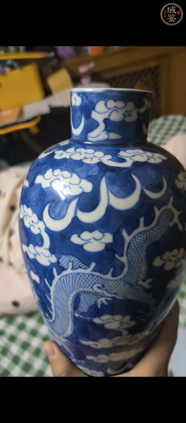 古玩陶瓷青花趕珠龍紋雞腿瓶真品鑒賞圖