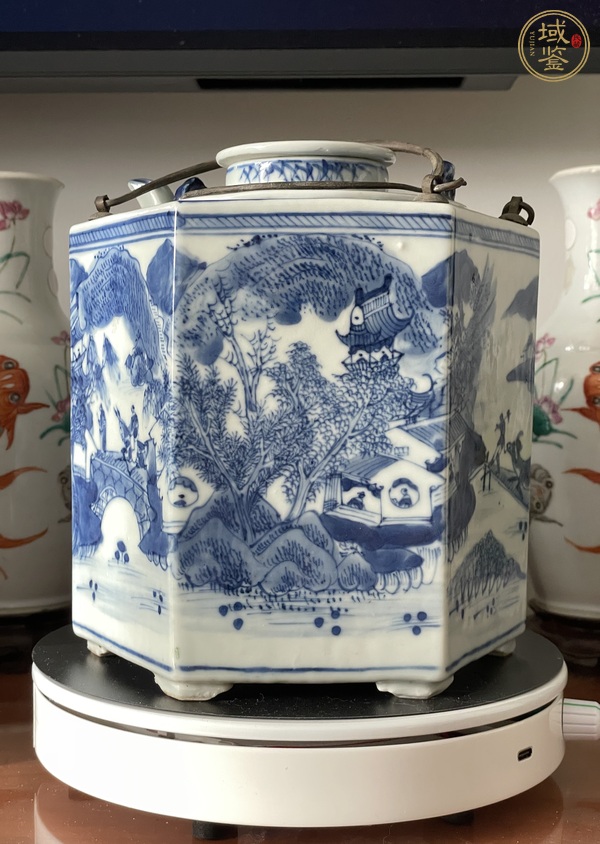 古玩道光青花山水溫酒壺真品鑒賞圖