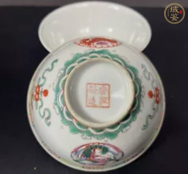 古玩陶瓷粉彩龍鳳紋茶碗，模糊，偏老真品鑒賞圖