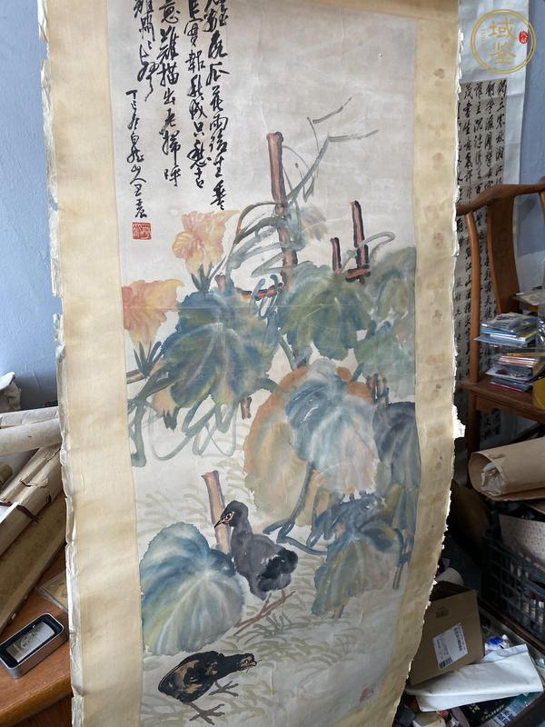 古玩字畫籬落瓜花雨后生真品鑒賞圖