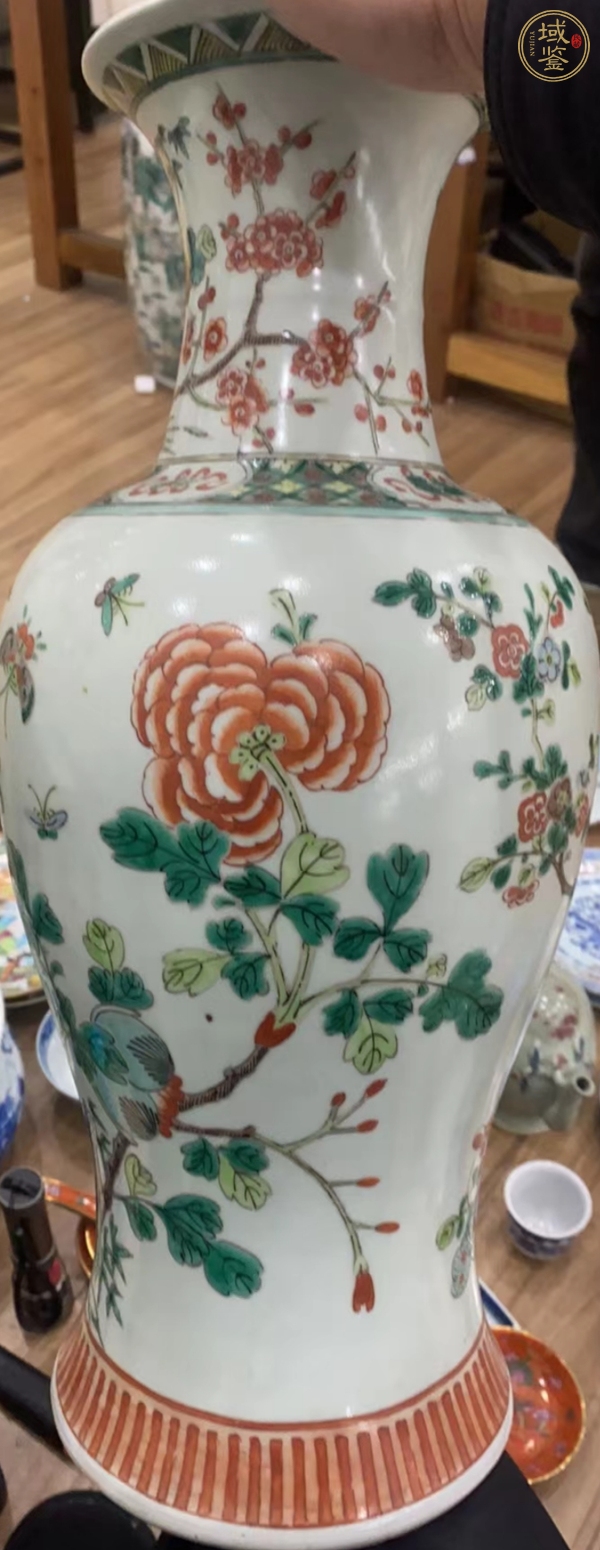 古玩陶瓷粉彩花鳥紋觀音瓶真品鑒賞圖