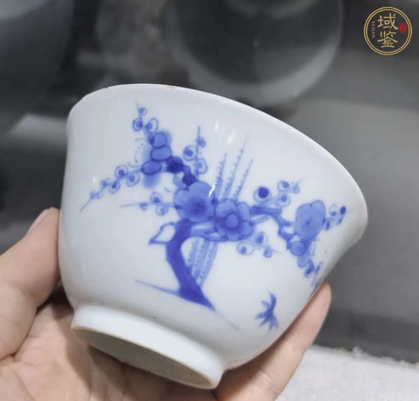 古玩陶瓷青花歲寒三友圖仰鐘杯真品鑒賞圖