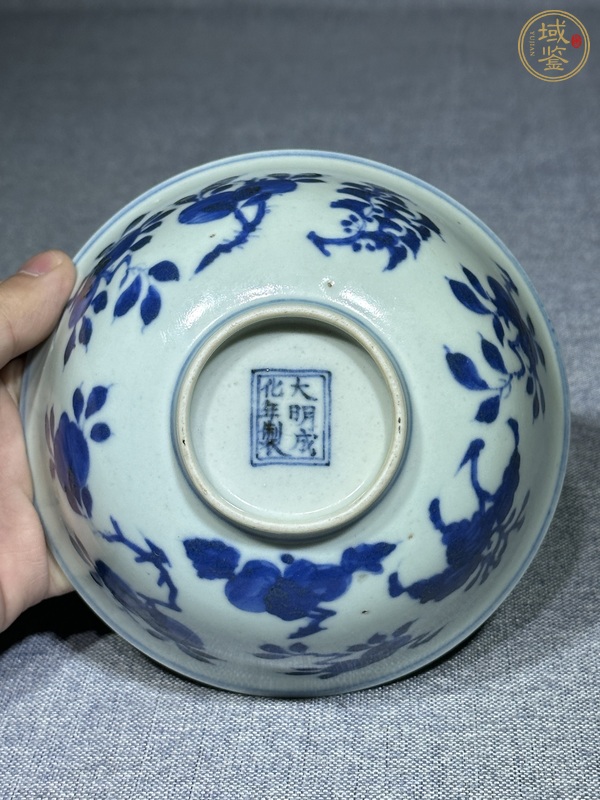 古玩陶瓷青花三多紋茶碗真品鑒賞圖