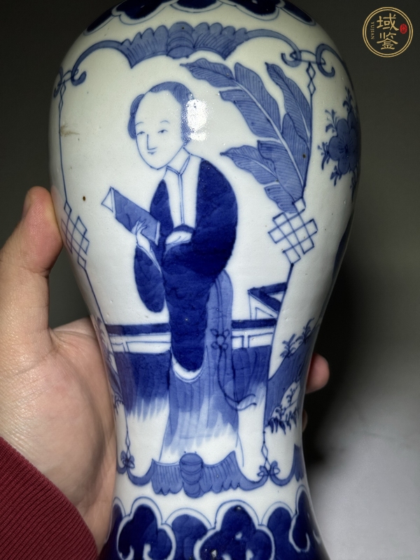 古玩陶瓷光緒青花仕女圖瓶真品鑒賞圖