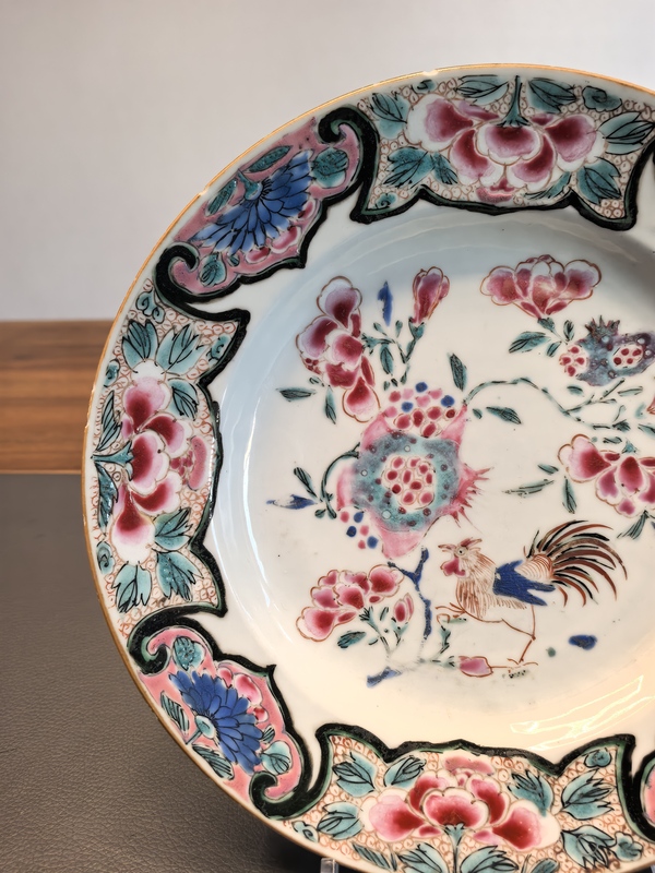 古玩陶瓷雍正粉彩大吉圖圖折沿盤拍賣,當前價格1500元