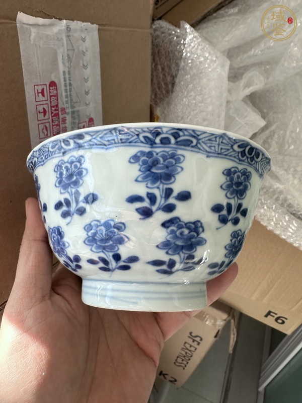 古玩陶瓷青花折枝花卉紋花口碗真品鑒賞圖